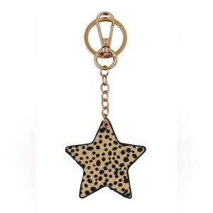 Double Sided Star Shaped Animal Print  Genuine Leather Keychain